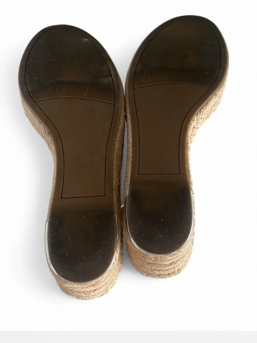 FRANCO SARTO CLEMENS WHITE LEATHER ESPADRILLE WEDGE SANDALS SIZE 6.5